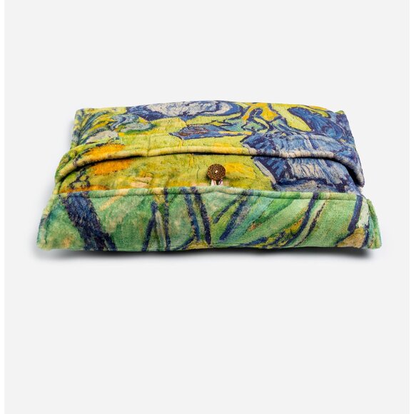 Johnny Was Irisis Travel Blanket Van Gogh Reversible Blue Floral Home Lounge NEW - Picture 3 of 7